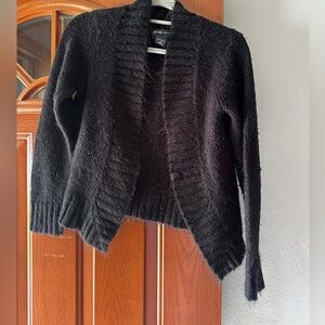 Size small black furry button up. New York and company.